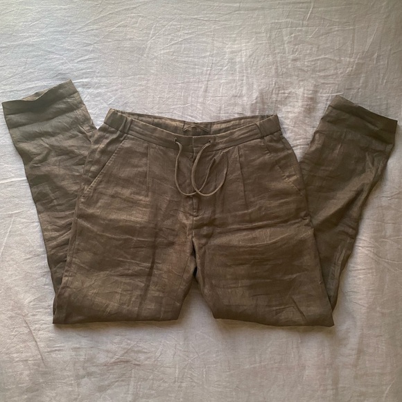 Suit Supply Baird McNutt Linen Pants Dark Brown 34x31 - Picture 1 of 7